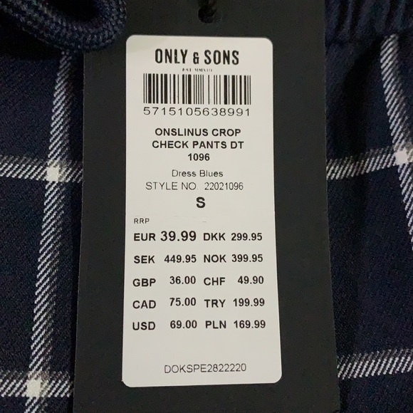 ASOS Only & Sons Check Trouser With Drawstring in Blue and Windowpane Print Sm. - Picture 6 of 11